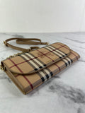 BURBERRY Beige Haymarket Check Coated Canvas Henley Crossbody Bag/Wallet on Chain