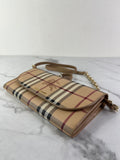 BURBERRY Beige Haymarket Check Coated Canvas Henley Crossbody Bag/Wallet on Chain