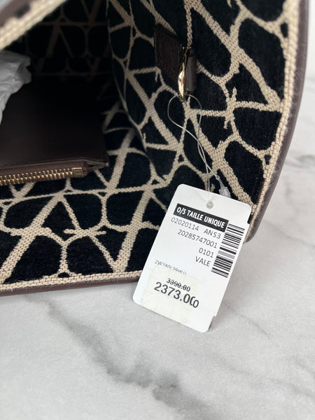 VALENTINO Naturale/Black/Fondant Iconographe Fabric Le Troisième Tote Shoulder/Crossbody Bag