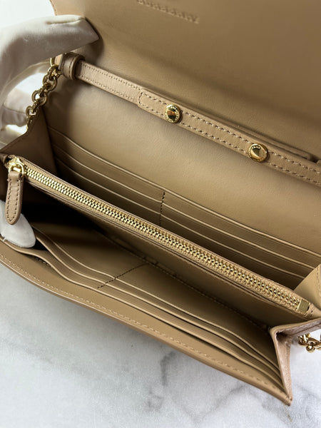 BURBERRY Beige Haymarket Check Coated Canvas Henley Crossbody Bag/Wallet on Chain