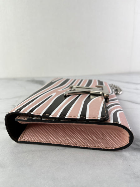 LOUIS VUITTON Pink Zebra Print Epi Leather Louise MM Chain Crossbody/Shoulder Bag