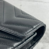 GUCCI Black Calfskin Matelasse Mini GG Marmont Chain Wallet/Crossbody Bag