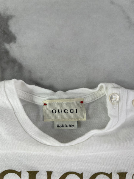 GUCCI Logo Baby White T-shirt Size 12M
