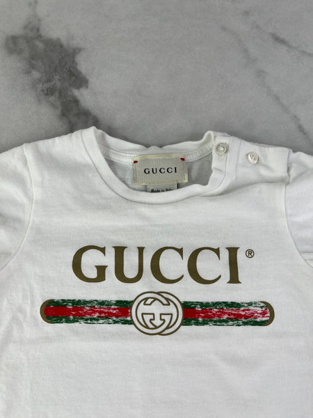 GUCCI Logo Baby White T-shirt Size 12M