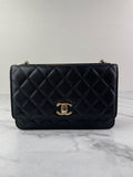 CHANEL Black Lambskin Quilted Trendy CC Wallet On Chain WOC Crossbody/Shoulder Bag