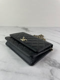CHANEL Black Lambskin Quilted Trendy CC Wallet On Chain WOC Crossbody/Shoulder Bag