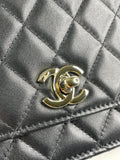 CHANEL Black Lambskin Quilted Trendy CC Wallet On Chain WOC Crossbody/Shoulder Bag