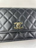 CHANEL Black Lambskin Quilted Trendy CC Wallet On Chain WOC Crossbody/Shoulder Bag