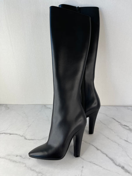 Saint Laurent Black Vanity Softy Calfskin Knee High Boots Size 36