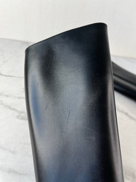 Saint Laurent Black Vanity Softy Calfskin Knee High Boots Size 36