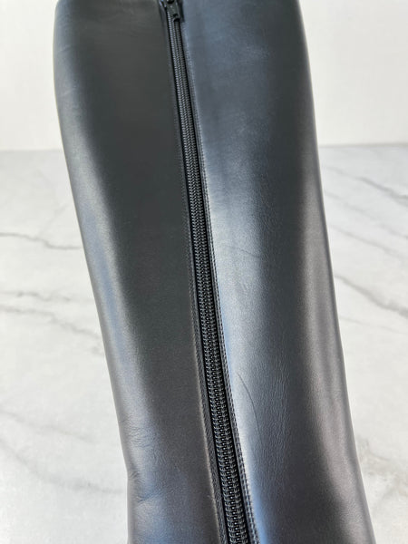 Saint Laurent Black Vanity Softy Calfskin Knee High Boots Size 36