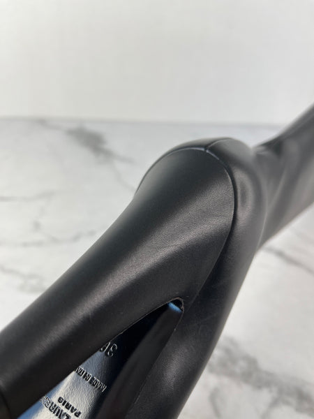 Saint Laurent Black Vanity Softy Calfskin Knee High Boots Size 36