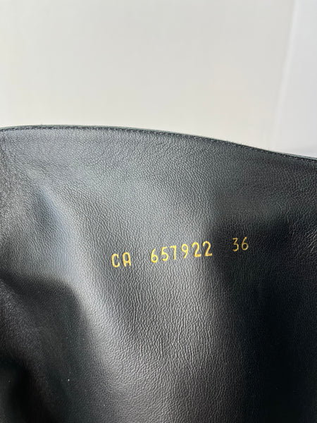 Saint Laurent Black Vanity Softy Calfskin Knee High Boots Size 36