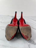 CHRISTIAN LOUBOUTIN Black Calf Hair Altadama Astrakhan Peep Toe Pumps Size 38.5