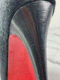 CHRISTIAN LOUBOUTIN Black Calf Hair Altadama Astrakhan Peep Toe Pumps Size 38.5