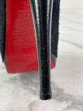 CHRISTIAN LOUBOUTIN Black Calf Hair Altadama Astrakhan Peep Toe Pumps Size 38.5