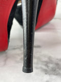CHRISTIAN LOUBOUTIN Black Calf Hair Altadama Astrakhan Peep Toe Pumps Size 38.5