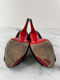 CHRISTIAN LOUBOUTIN Black Calf Hair Altadama Astrakhan Peep Toe Pumps Size 38.5