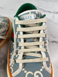 GUCCI Women’s Blue GG Embroidered Canvas 1977 Tennis Sneakers Size 38.5