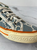GUCCI Women’s Blue GG Embroidered Canvas 1977 Tennis Sneakers Size 38.5