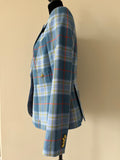 SMYTHE Patch Pocket Blazer Blue Tartan Size 10 (Fits US 6/8)