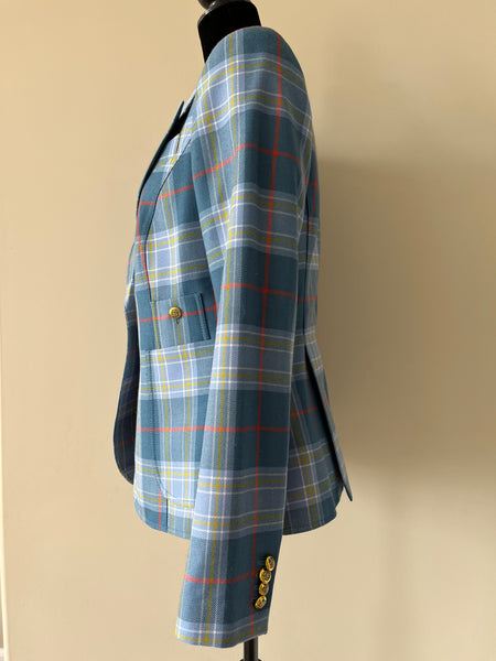 SMYTHE Patch Pocket Blazer Blue Tartan Size 10 (Fits US 6/8)