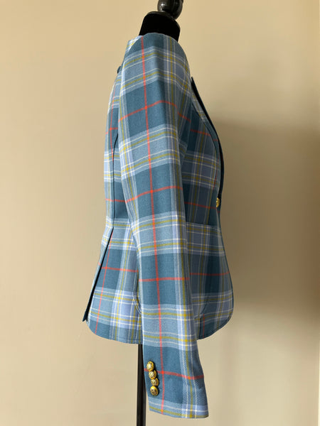 SMYTHE Patch Pocket Blazer Blue Tartan Size 10 (Fits US 6/8)