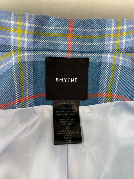 SMYTHE Patch Pocket Blazer Blue Tartan Size 10 (Fits US 6/8)