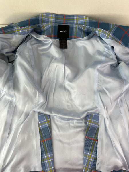 SMYTHE Patch Pocket Blazer Blue Tartan Size 10 (Fits US 6/8)