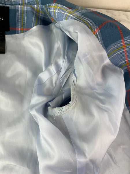 SMYTHE Patch Pocket Blazer Blue Tartan Size 10 (Fits US 6/8)