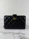 Chanel Black L-Zip Lambskin Wallet