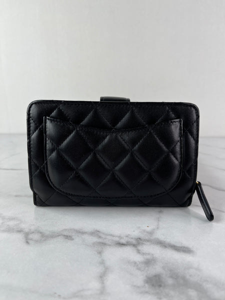Chanel Black L-Zip Lambskin Wallet