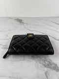 Chanel Black L-Zip Lambskin Wallet