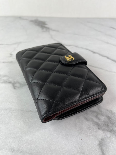 Chanel Black L-Zip Lambskin Wallet