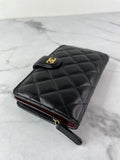 Chanel Black L-Zip Lambskin Wallet