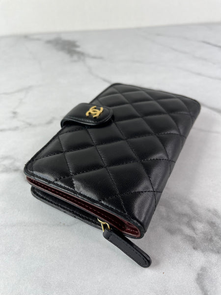 Chanel Black L-Zip Lambskin Wallet