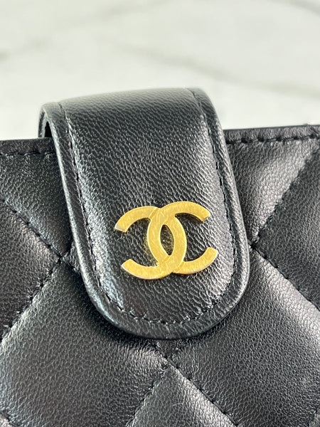 Chanel Black L-Zip Lambskin Wallet