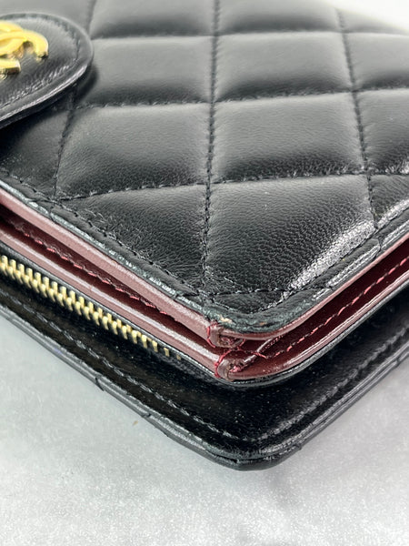 Chanel Black L-Zip Lambskin Wallet
