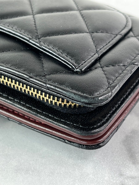 Chanel Black L-Zip Lambskin Wallet