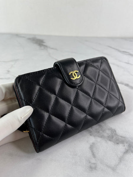 Chanel Black L-Zip Lambskin Wallet