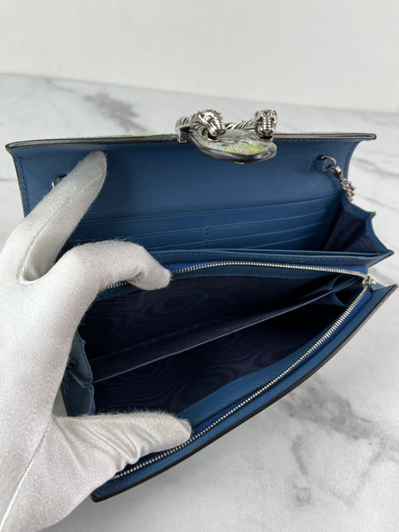 GUCCI Blue GG Blooms Dionysus Wallet With Chain