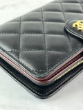 Chanel Black L-Zip Lambskin Wallet