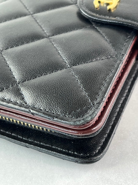 Chanel Black L-Zip Lambskin Wallet