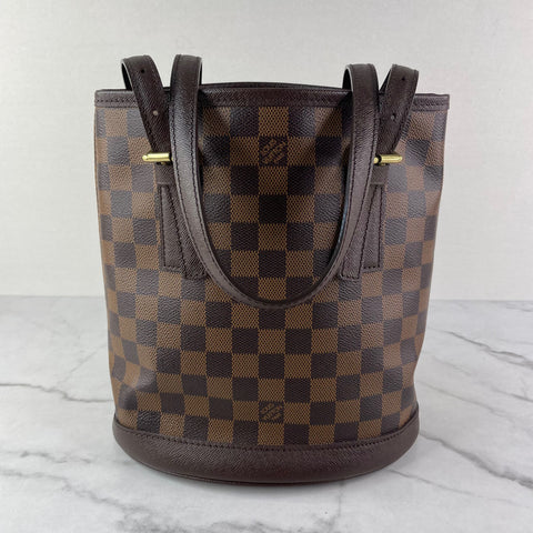 LOUIS VUITTON Damier Ebene Marais Bucket 23 Shoulder Bag