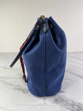 MIU MIU Canvas Gabardine Pouch Bucket Shoulder Bag in Indaco and Amaranto