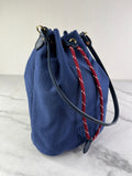 MIU MIU Canvas Gabardine Pouch Bucket Shoulder Bag in Indaco and Amaranto