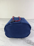 MIU MIU Canvas Gabardine Pouch Bucket Shoulder Bag in Indaco and Amaranto