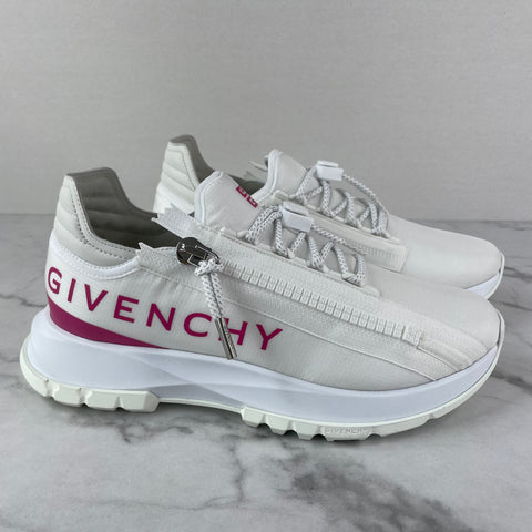 GIVENCHY White/Fuchsia Spectre Zip Sneakers Size 39.5