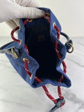 MIU MIU Canvas Gabardine Pouch Bucket Shoulder Bag in Indaco and Amaranto