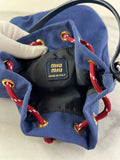 MIU MIU Canvas Gabardine Pouch Bucket Shoulder Bag in Indaco and Amaranto